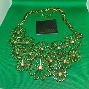Joan Rivers Floral Filigree w/Crystals Bib Necklace 21"
